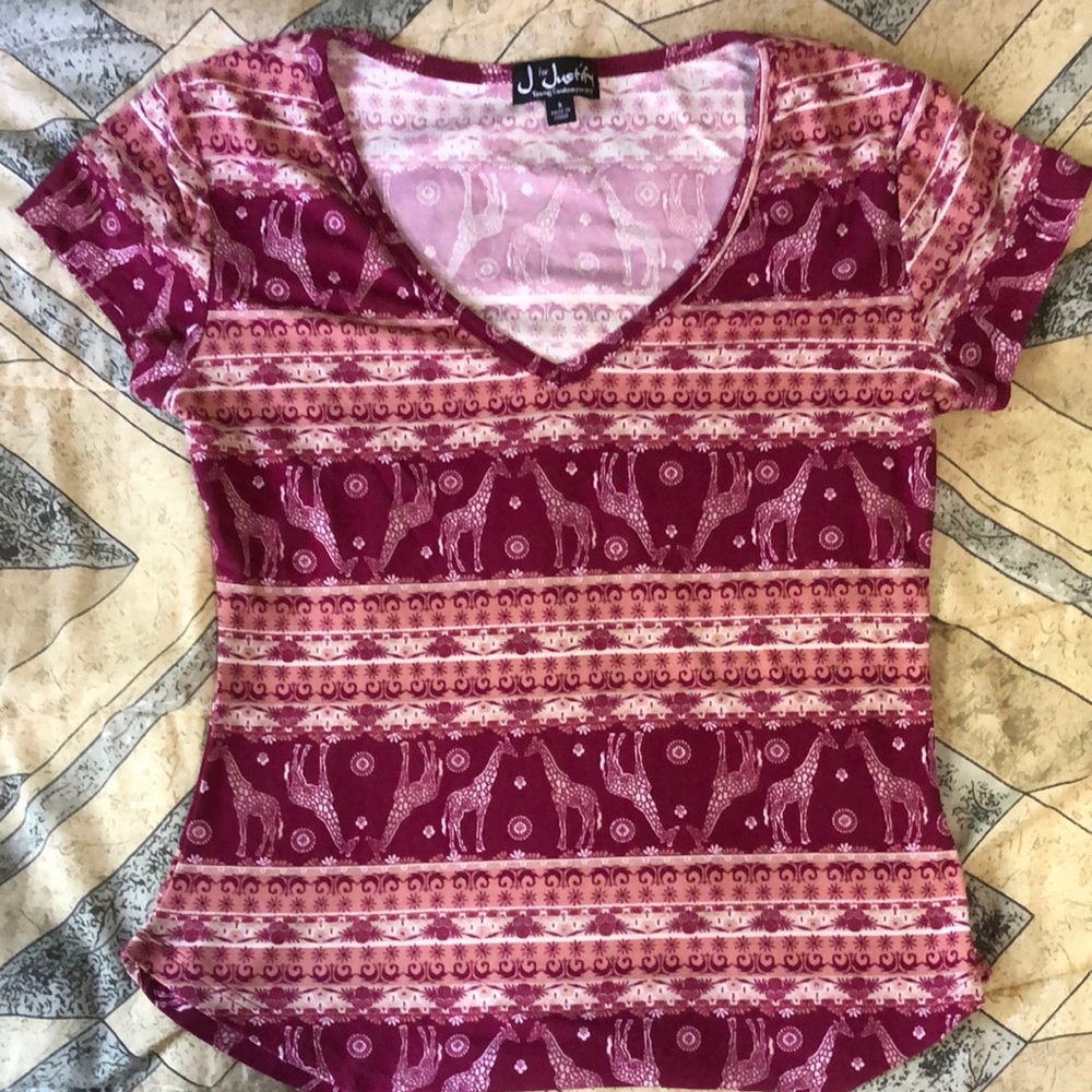 Multicolored Fitted T-Shirt with Short Sleeves sz small by J is for Justify